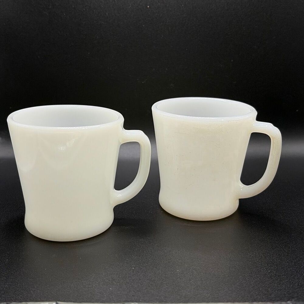 Vintage Fire King White Milk Glass Set of 2 Coffee Mugs 8oz USA 1950's - Picture 2 of 11
